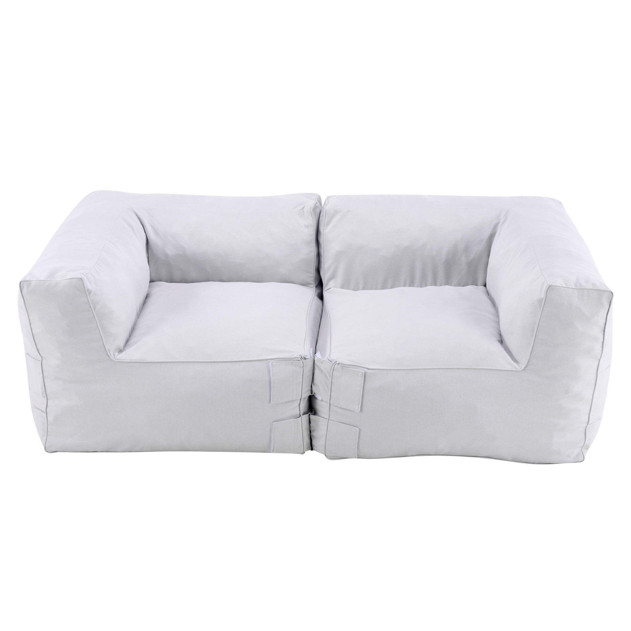 Christopher Knight Home Outdoor Patio Bean Bag Corner Sofa, Lounge Chair with Foam Fill, Light Gray, Set of 2