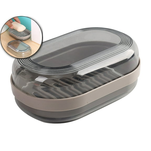 VQPeo Solid Shampoo Bar Holder, Travel Soap Case with Draining Layer, Clear Soap Box Dish for Bathroom, Travel, Gym, Camping