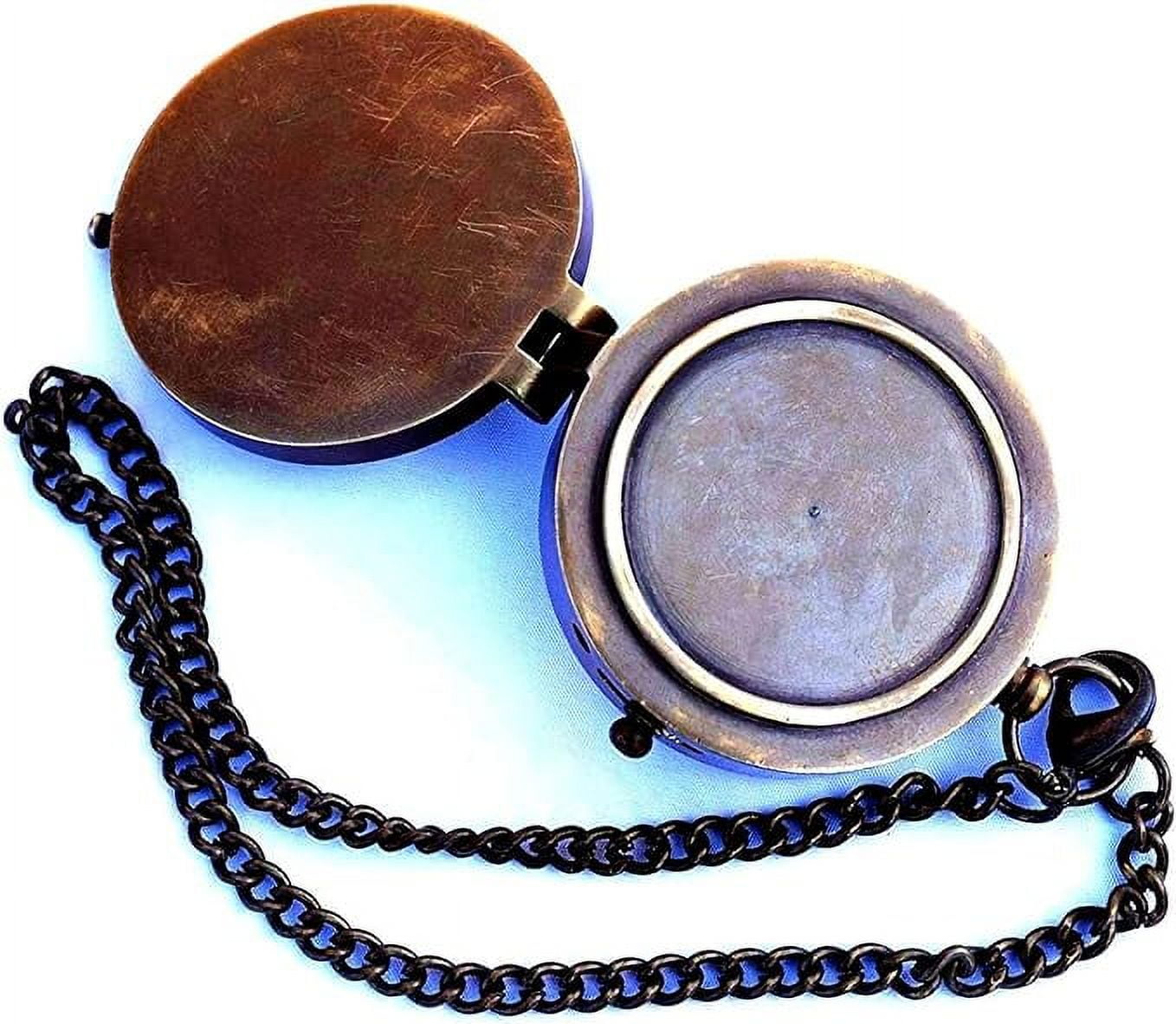Engravable Compass Nautical Pocket Brass Compass with Leather Carry Case,Pirates Compass, Camping Compass, Gift Compass Rustic Vintage Home Decor Gifts