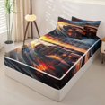 thumbnail image 2 of Castle Fairy Sunset Racer Zipper Twin Comforter Sets with Fitted Sheet and 2 Pillowcases,Abstract Sky Zipper Bedding Set,Orange and Blue,4-Piece,Grey Reversible, 2 of 6