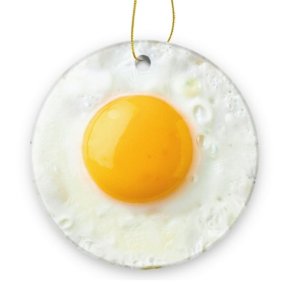 Fried Egg - Christmas Ornament Xmas Keepsake Ceramic Ornaments Holiday Decorations for Tree Christmas Gift Ideas 2.95in