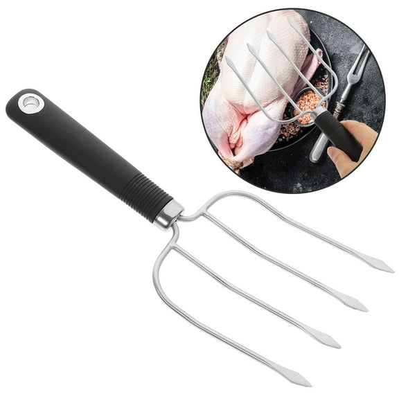 OUNONA Stainless Steel Turkey Lifters Fork 4 Piece Barbecue Roast Carving Meat Fork Tools for Cooking