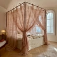 thumbnail image 5 of Elegant Lace Princess 4 Corner Post Mosquito Net Romantic for Girls Women Bed Curtain Canopy for Adults Wedding Bedroom Kids Rooms Decoration,Jade-2,Queen, 5 of 10