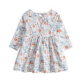 thumbnail image 2 of Zpanxa Toddler Girl Outfits Princess Dresses, Baby Girls Long Sleeve One-Piece Floral Print Skirt Casual Dress, Cotton Dresses Gray (12-18 Months), 2 of 8
