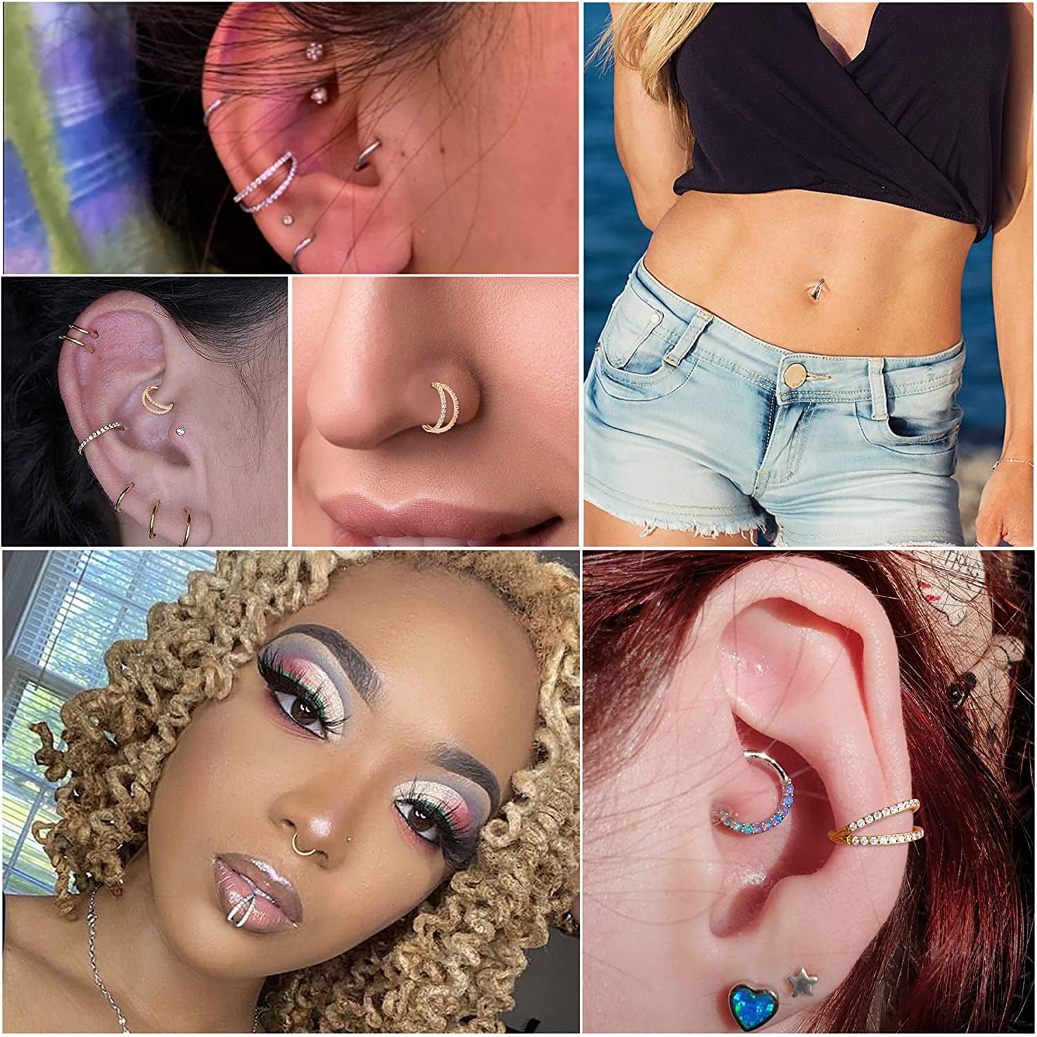 Amazon.com: Cartilage Earring Hoop - 20G Sterling Silver helix piercing ear  ring - white opal cartilage earring , silver cartilage hoop : Handmade  Products