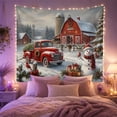 thumbnail image 2 of Smiling Snowman Wearing With Red Hat Plaid Scarf, Mystical Fantasy for Space Lovers, Galaxy Room Decor, Christmas Gift, Tapestry Wall Hanging for Bedroom and Dorm, 2 of 7