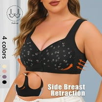 Kctiaxy Purple Plus Size Bras for Women Wireless Front Closure Bras Oversized Sloid Printed Underwear Full Coverage Everyday Bra