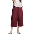 thumbnail image 2 of Antinious Ladies Solid High Waist Elastic Wide Leg Relaxed Side Pocket Casual Capris, 2 of 5