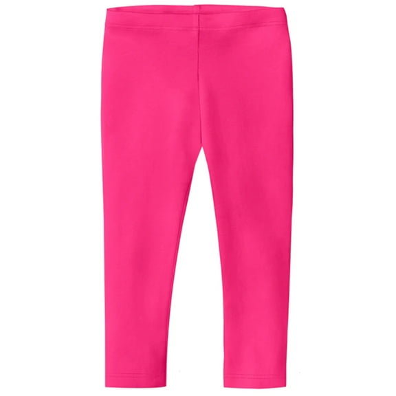 Made in USA Girls Soft 100% Cotton Capri Leggings | Hot Pink