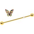 thumbnail image 2 of Body Candy 14G 1 1/2 Industrial Barbell - 316L Stainless Steel Cartilage Earring Color Block Butterfly Helix Barbell for Women Men, 2 of 5