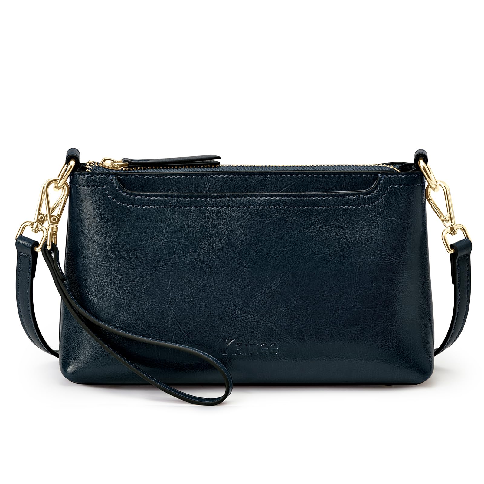 Kattee Leather Crossbody Bags for Women Trendy, Small Shoulder Purses and Handbags, Clutch Wristlet Wallet with 2 Straps