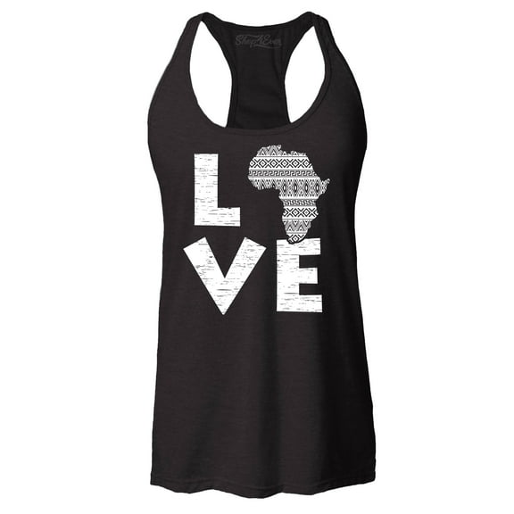 Shop4Ever Women's Love Africa Racerback Tank Top X-Small Black