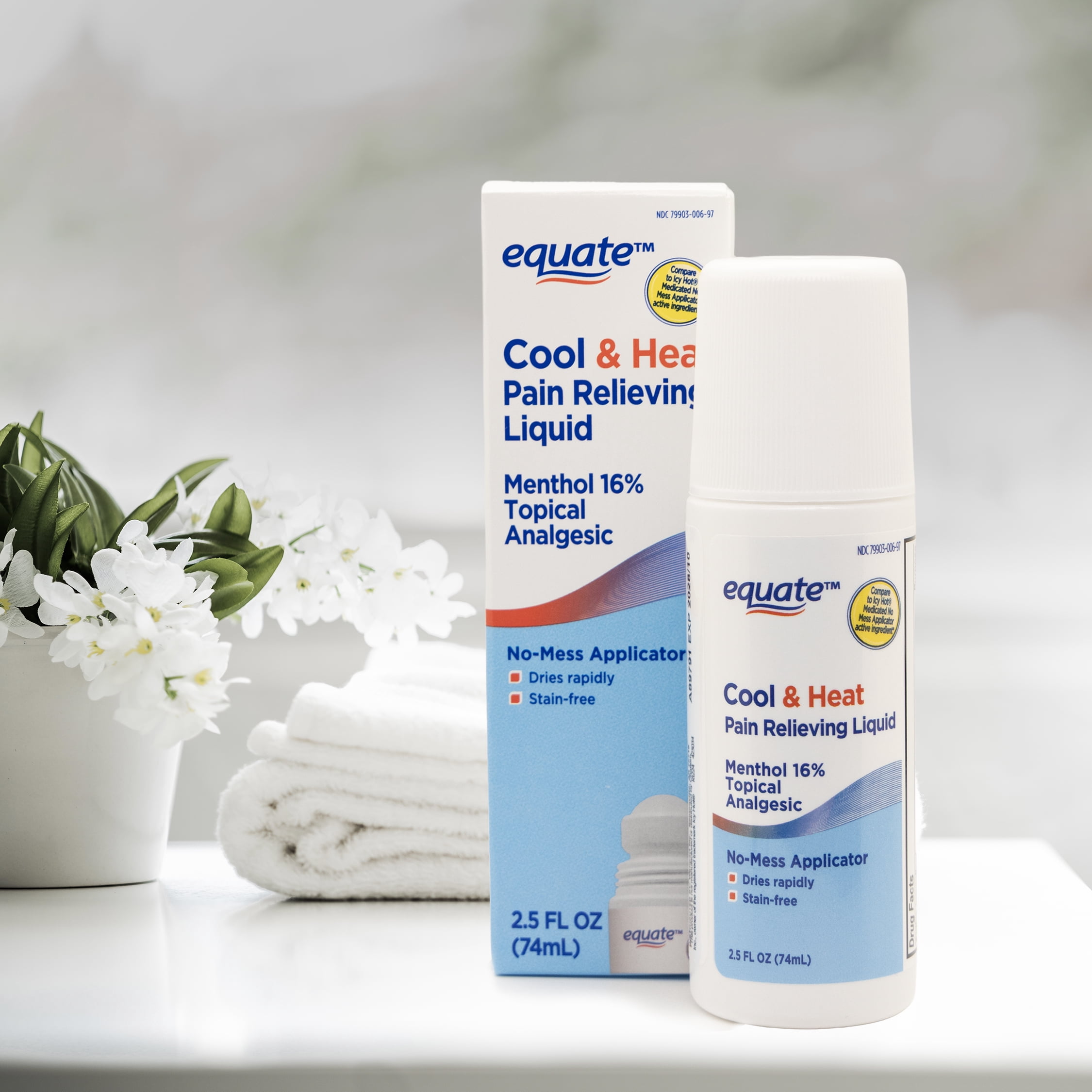 Equate Health & Beauty - Medicine & Supplements Gluten-Free on Menthol Compare to Icy Hot® Medicated Topical Pain Relief Liquid for Body Aches & Pains