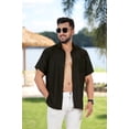 thumbnail image 3 of HAPPY BAY Men's Hawaiian Shirts Short Sleeve Button Down Shirt Men's Party Shirts Casual Holiday Summer Tropical Island Shirts for Men Funny XL Plain, Black, 3 of 5