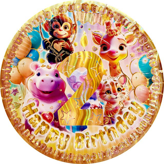 24 Pz Plato Cartón Premium Pastelero Fiesta De Cumpleaños Felicidades 2