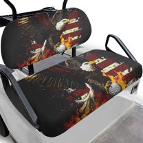 POLERO Universal Golf Cart Seat Covers Ezgo American Flag Eagle with Golf Print Dress UP Older Breathable Golfcart Front Seat Cover Fit Like a Glove, Easy to Install, Washable