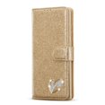 thumbnail image 4 of SaniMore Magnetic Closure Flip Wallet Case for Samsung Galaxy S23 Ultra, [RFID Blocking] Card Holder PU Leather Glitter Diamond Heart Cover with Kickstand Shockproof Protective Shell, Gold, 4 of 9