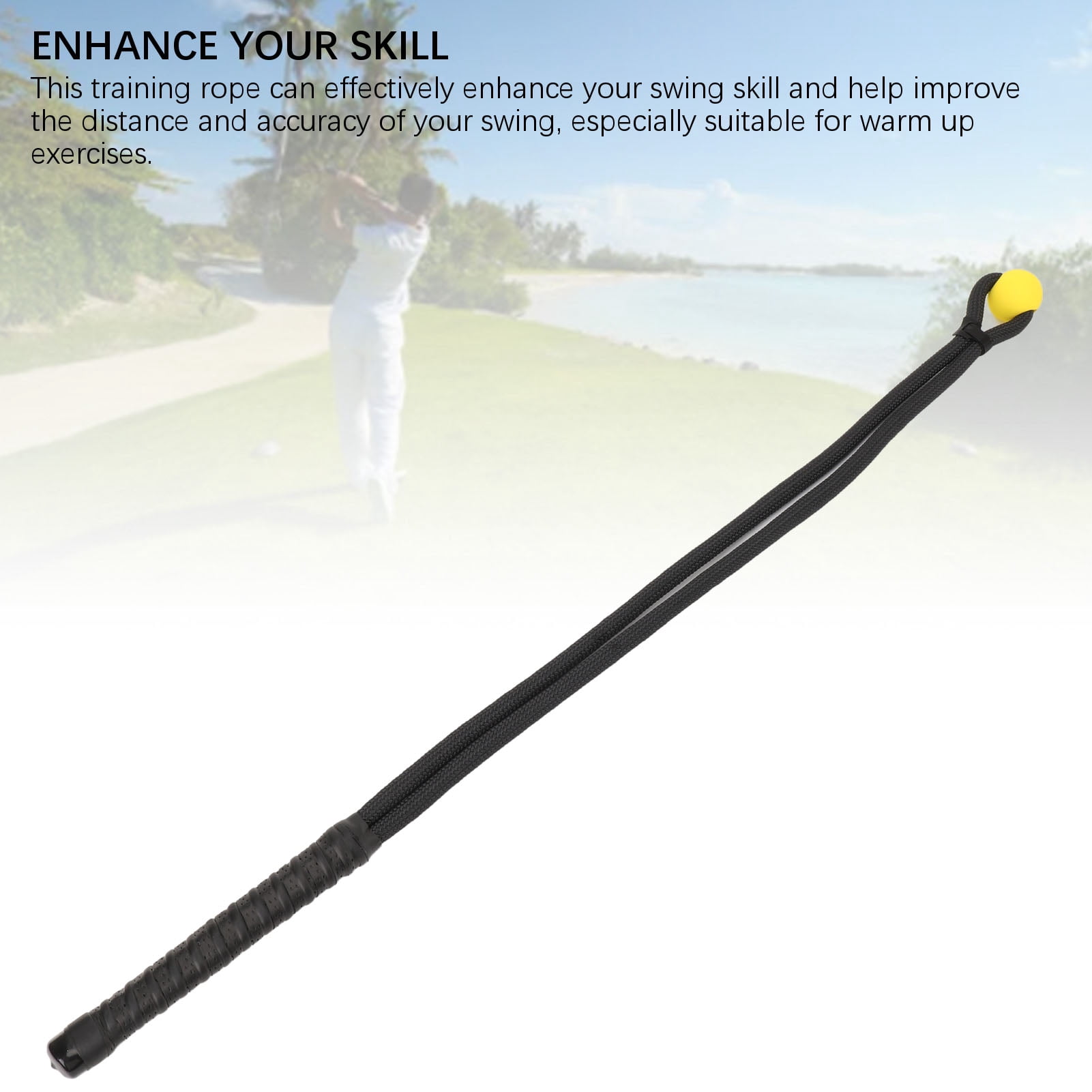 Rupoun Golf Swing Training Aid Nylon Rubber Comfortable Grip Club Swing Rope for Correcting Posture Black