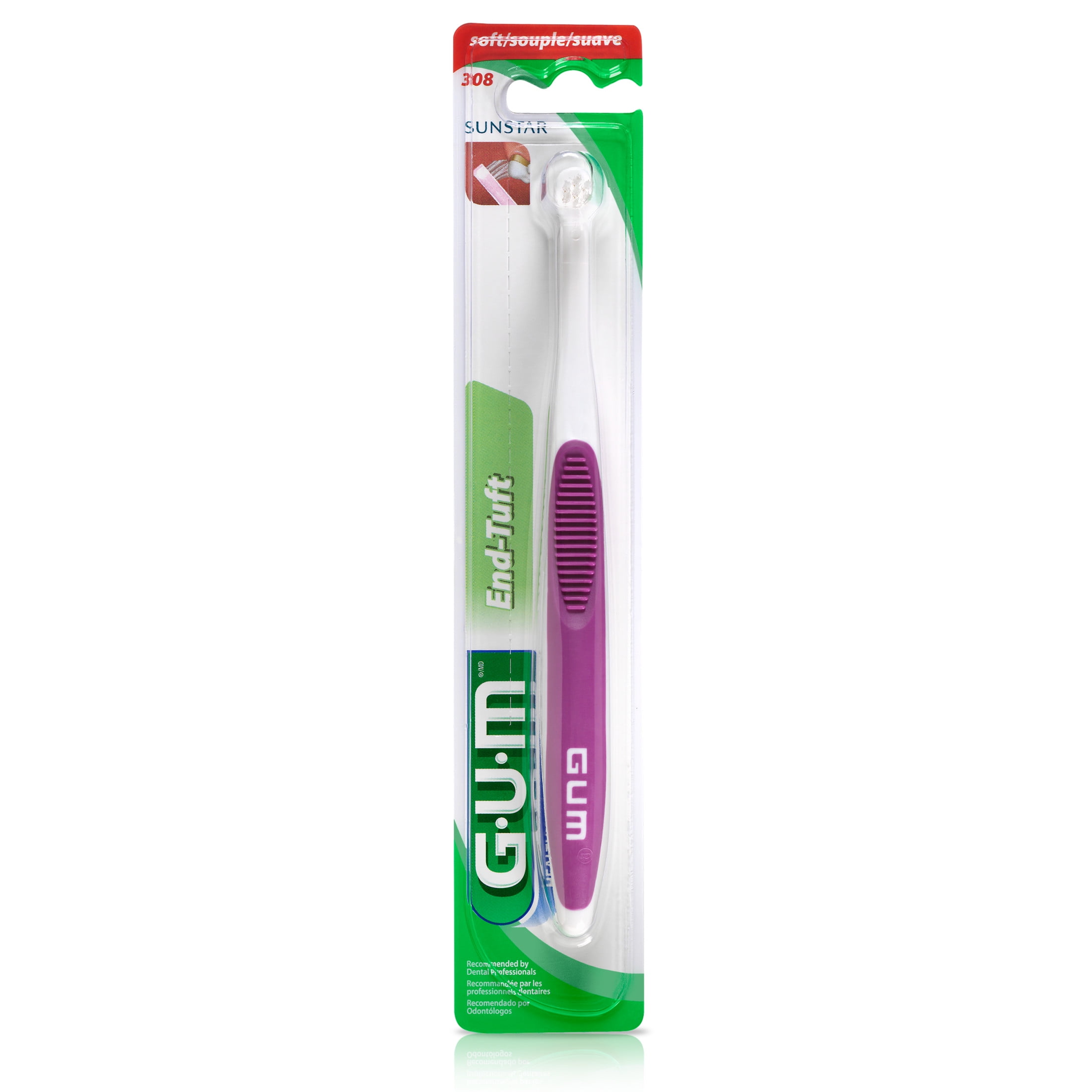 GUM End Tuft Toothbrush - Extra Small Head, Implant Maintenance, 1 Count(Pack of 6)