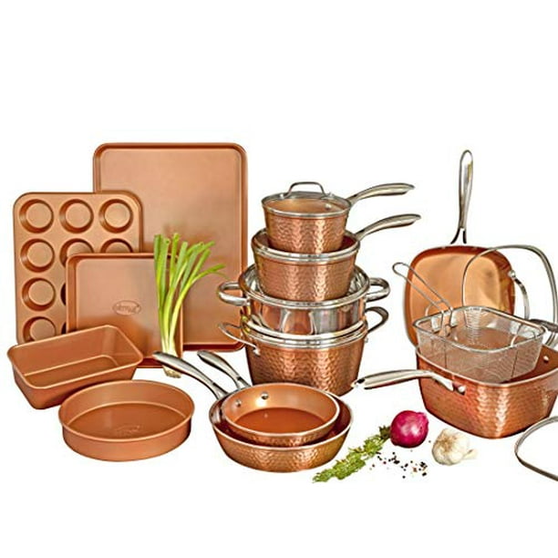 Gotham Steel Hammered Copper Collection 20 Piece Premium Cookware