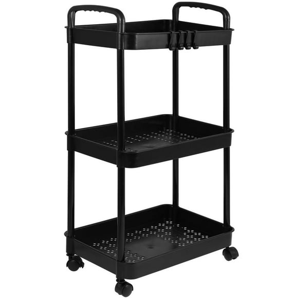 3-Tier Rolling Storage Cart Small Utility Cart Organisation Cart with Lockable Wheels  Storage Rolling Trolley  Organiser Rack Cart for Kitchen Bathroom Living Room Bedroom Spaces