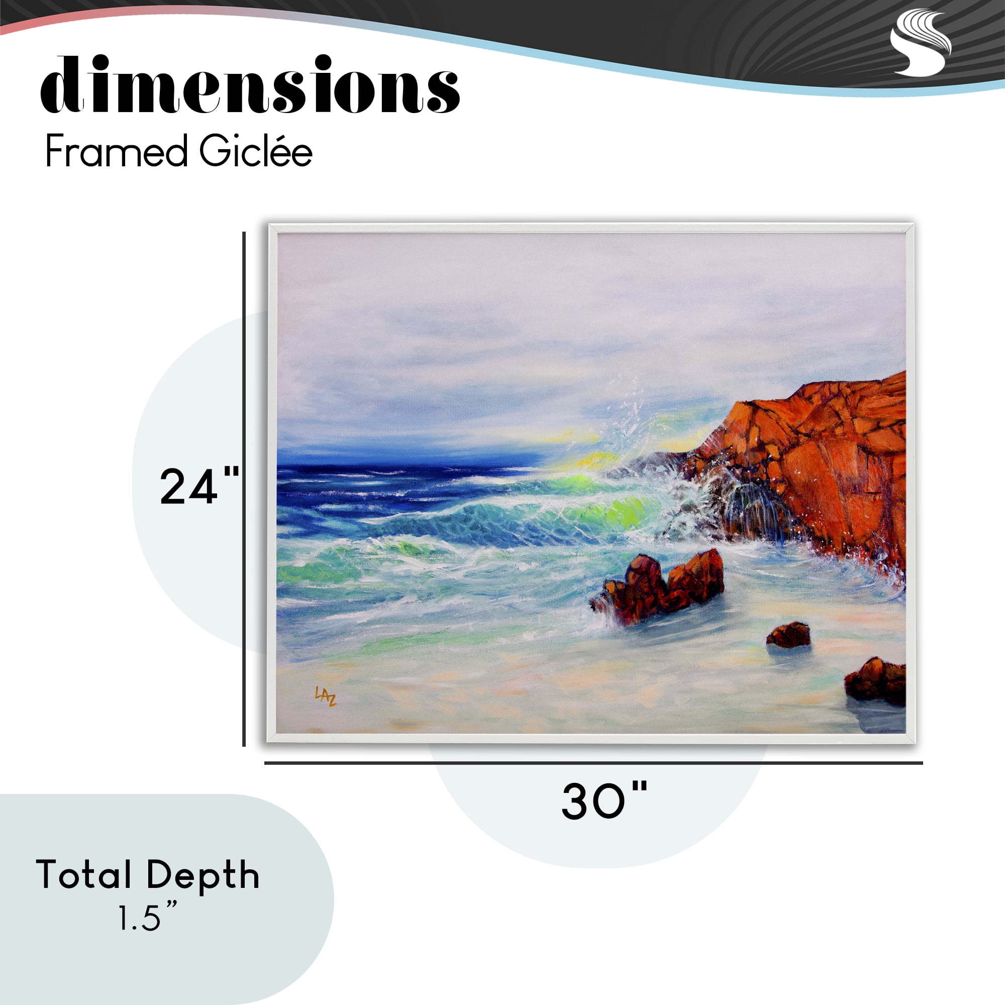 Stupell Industries Deep Blue Rocky Beach White Framed Giclee Art, design by Lee Ann Zirbes