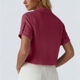 thumbnail image 6 of GUACER Women's Cropped Button Down Shirts Casual Cotton Linen Short Sleeve Tops Summer Collared Blouses for Ladies, 6 of 7