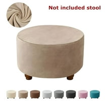 LAMIRO 1pc Velvet Round Ottoman Covers Folding Storage Stool Cover Furniture Protector Stretch Footrest Foot Stool Covers Ottoman Slipcovers