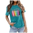 thumbnail image 1 of T-shirts pour Femmes Hauts de Mode Tendance Imprimé Lettre Col Rond Manches Courtes Coupe Ample Décontractée pour Adolescentes, 1 of 4