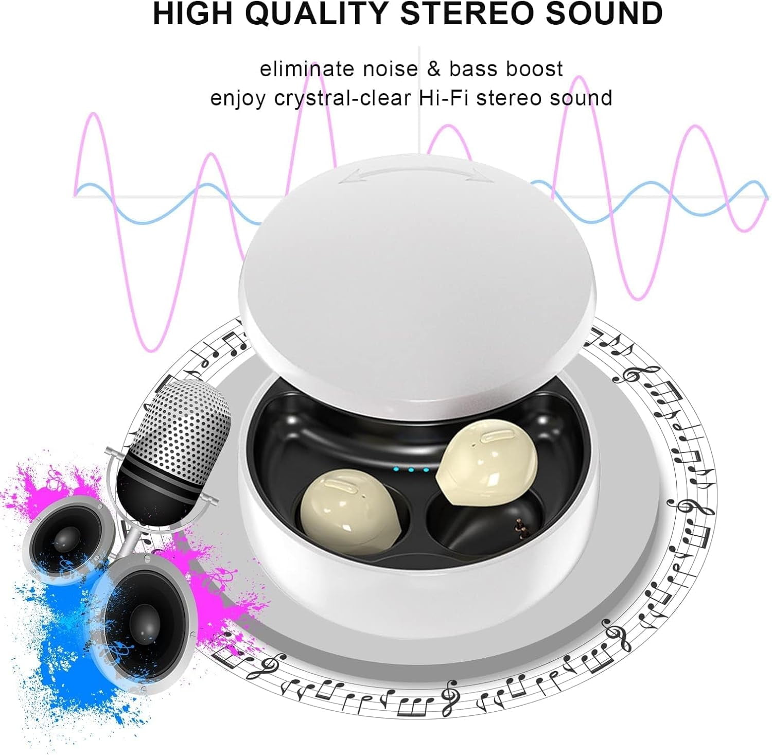 Smallest Invisible Earbuds Wireless Ear Buds Bluetooth in Ear Mini Discreet Small Tiny Earpiece Sleep Earbuds Hidden with Charging Case Headphones for Small Ears Work Sleeping Android