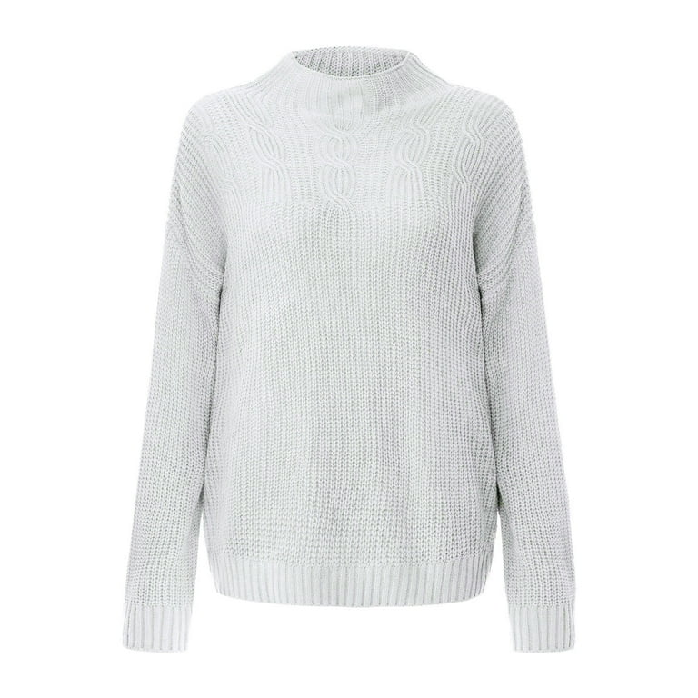 Hfyihgf Womens Tops Winter Warm Long Sleeve Cable Knit Loose