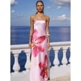 thumbnail image 5 of Women Y2k Strapless Maxi Dress Floral Print Tube Long Dress Boho Beach Sundress Going Out Streetwear Pink S, 5 of 8