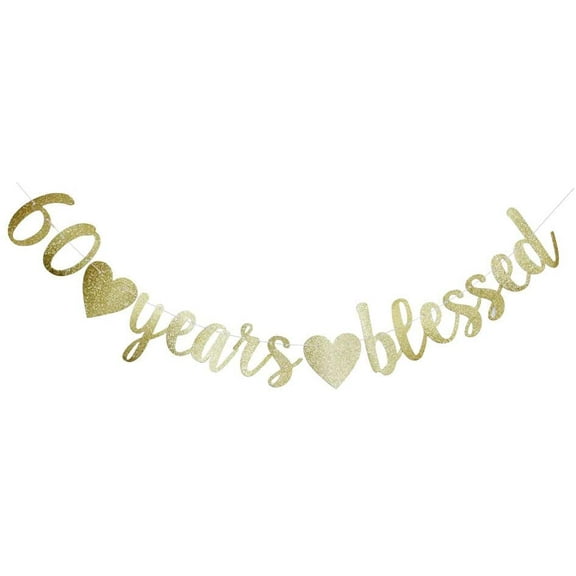 60 Years Banner, Funny Gold Glitter Sign for 60th Birthday/Wedding Anniversary Party Supplies Photo Props