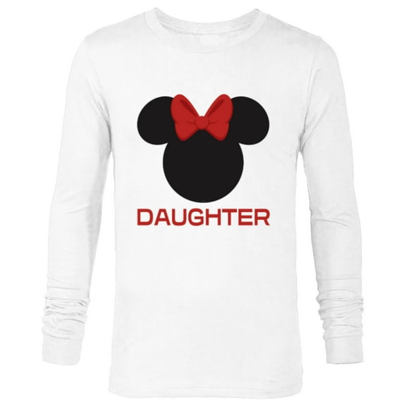 Disney Minnie Mouse Red Bow Icon Daughter Family- Long Sleeve T-Shirt for Men - Customized-White