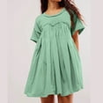 thumbnail image 2 of Lovskoo Dress for Women 2024 Babydoll Dresses Short Sleeve Pleated A-Line Dress Cute Summer Trendy Clothes Green, 2 of 9