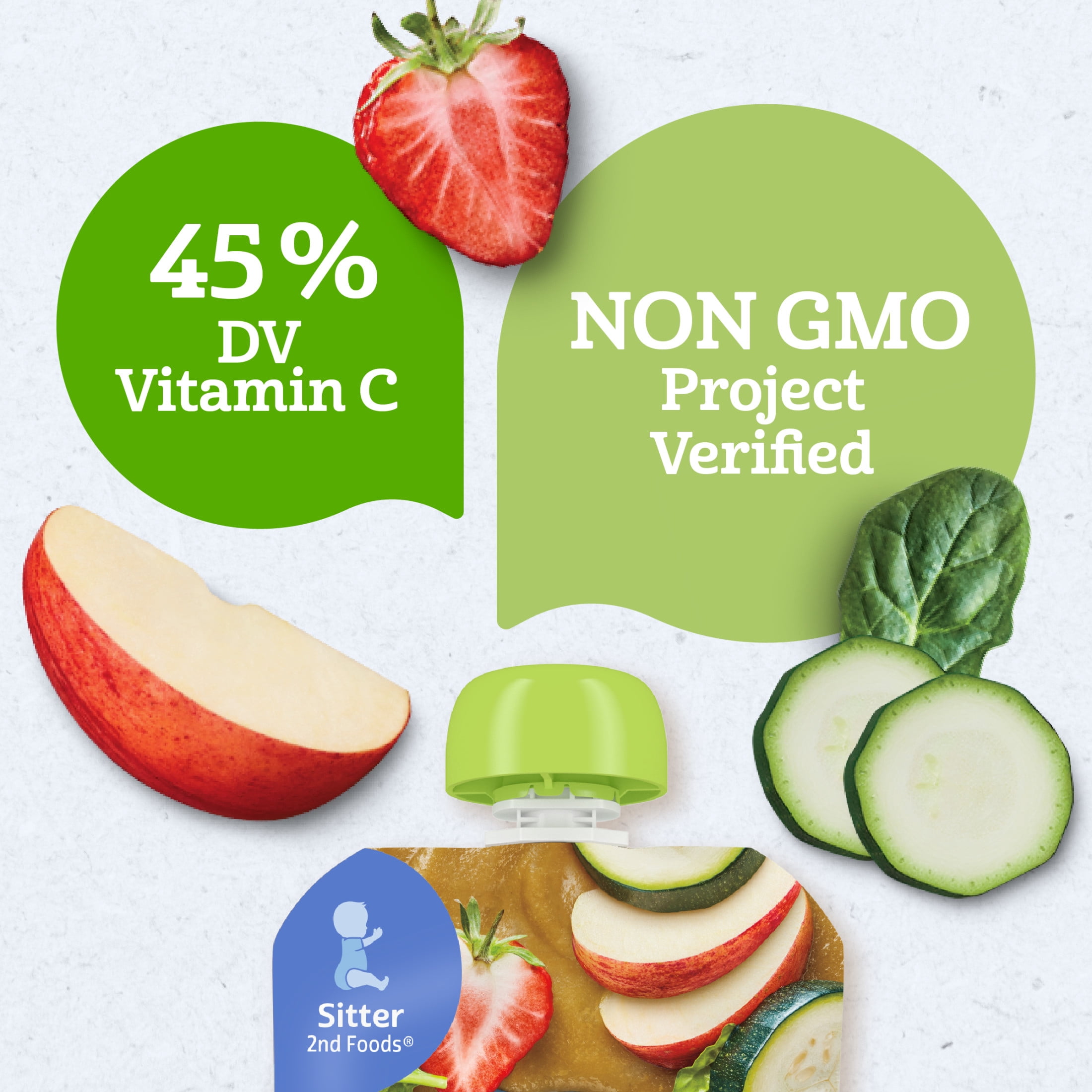 Gerber 2nd Foods Organic for Baby Baby Food, Apple Zucchini Spinach Strawberry, 3.5 oz Pouch (12 Pack)