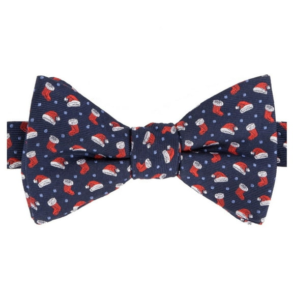 Tommy Hilfiger Mens Hat & Stocking Pre-tied Bow Tie, Blue, One Size