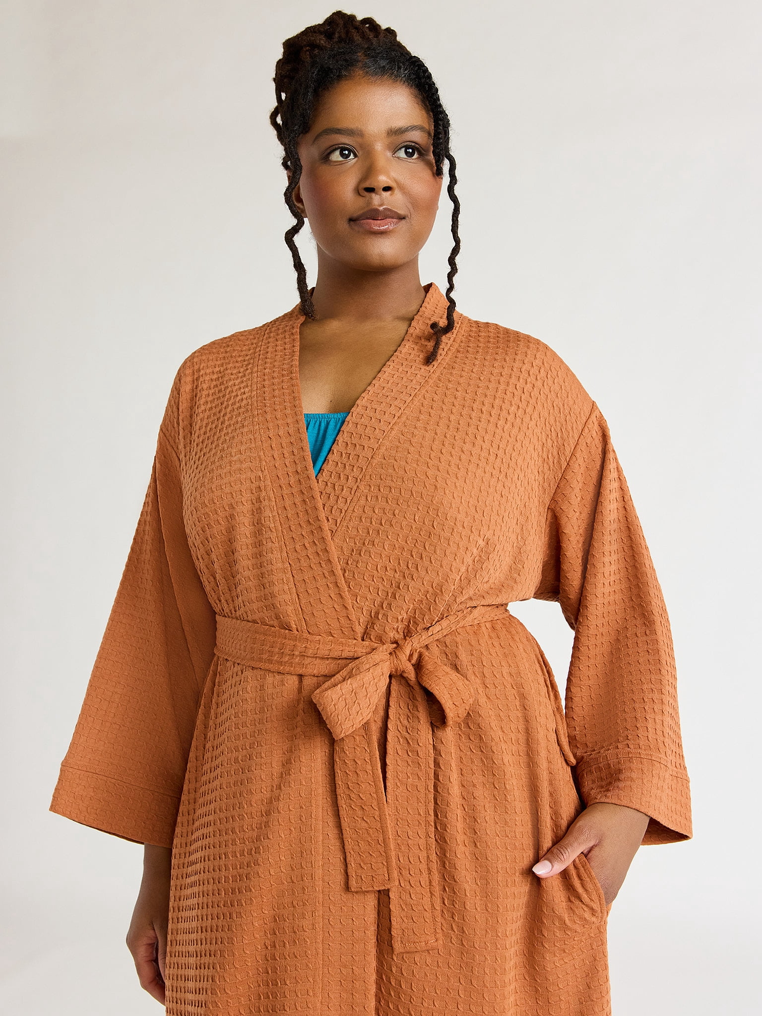 Joyspun Women's Kimono Robe, Size S to 3X