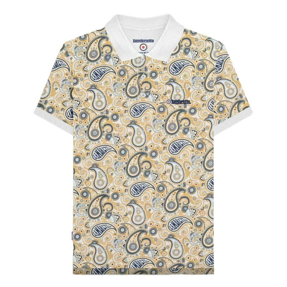 Lambretta Mens SS25 Paisley Branded Big & Tall Polo Shirt