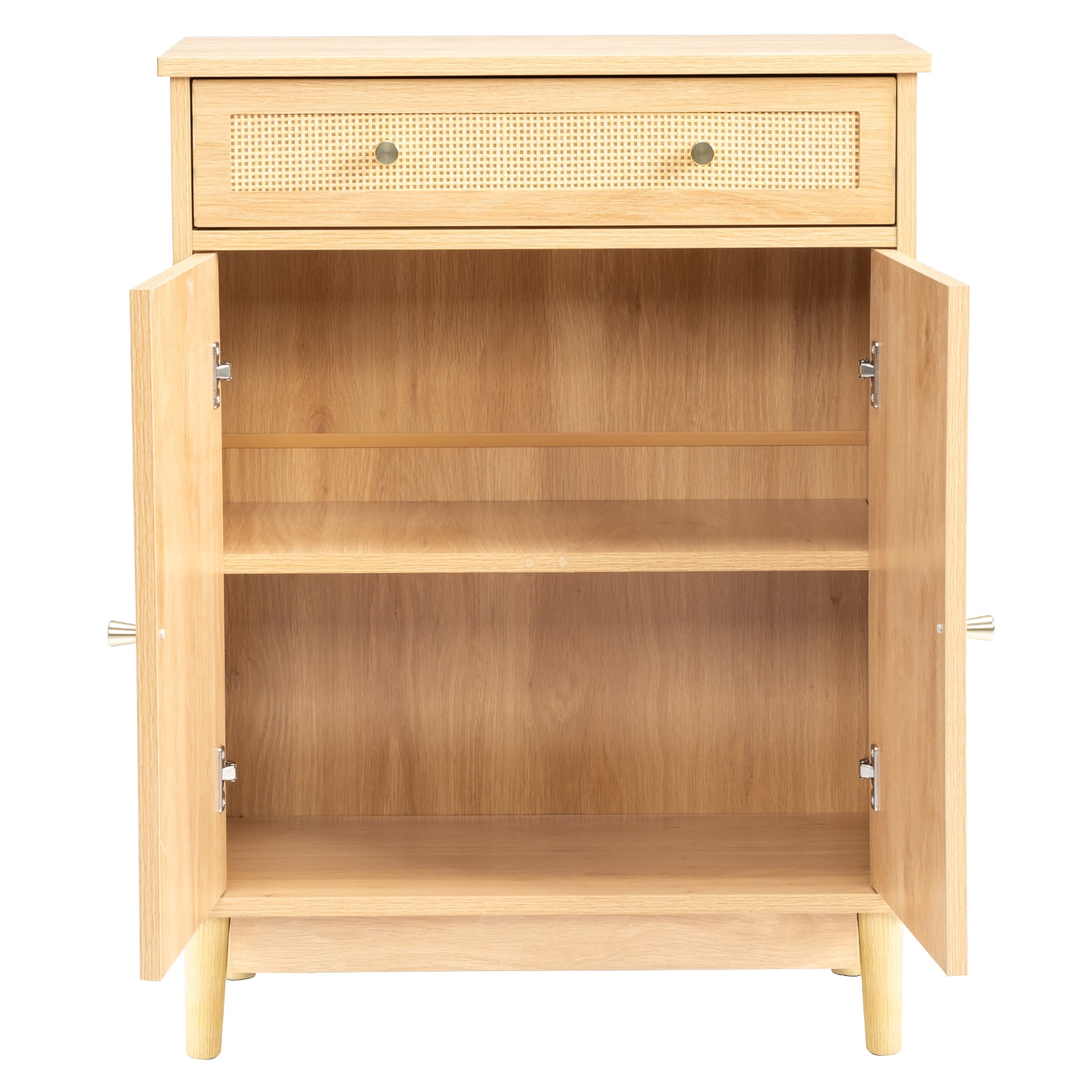 Ktaxon Bathroom Floor Cabinet, Freestanding Storage Cupboard w/ Drawer and 2 Doors, Rattan