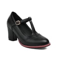 thumbnail image 4 of Miluxas Women's T-Strap Mary Jane Pumps Round Closed Toe Comfortable Low Chunky Block Heel Wedding Dress Evening Party Shoes Black 9.5(43), 4 of 7