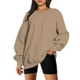 thumbnail image 2 of Oversized Sweatshirt for Women Basic Solid Color Sweatshirt Casual Round Neck Long Sleeve Pullover Tops Sweatshirts on Womens Sweatshirt, 2 of 7