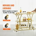 thumbnail image 4 of VEVOR Gold Bar Cart, 3 Tiers Home Bar Serving Cart with Lockable Wheels and Wine Rack Glass Holder, Rolling Wine Cart, Modern Wine Cart for Home Kitchen Dining and Living Room, 180 lbs, 4 of 9
