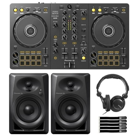 Pioneer DDJ-FLX4 2-Channel DJ Controller with DM-40 Compact Active Monitor Speakers Promotional Package