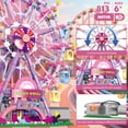 thumbnail image 4 of 813Piece Ferris Wheel Building Set with Fairy Lights, Two-Way Rotation， STEM Learning Toy for Ages 8-12 ，Amusement Park Construction Kit for Boys, Girls, and Adults (Pink), 4 of 6