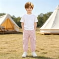 thumbnail image 5 of BXJX Boys Cargo Pants, Elastic&nbsp;Bottom Summer Casual Elastic Waist Kids Jogger Pants Pink Size 10-11 T, 5 of 9
