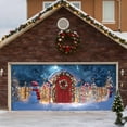 thumbnail image 3 of 7x16 ft Christmas Banner Cover, Garage Door Christmas Cover Winter Snow Scene Outdoor Large Garage Door Decors Xmas Candyland Village Backdrop for Wall House Holiday Party Decor, 3 of 4