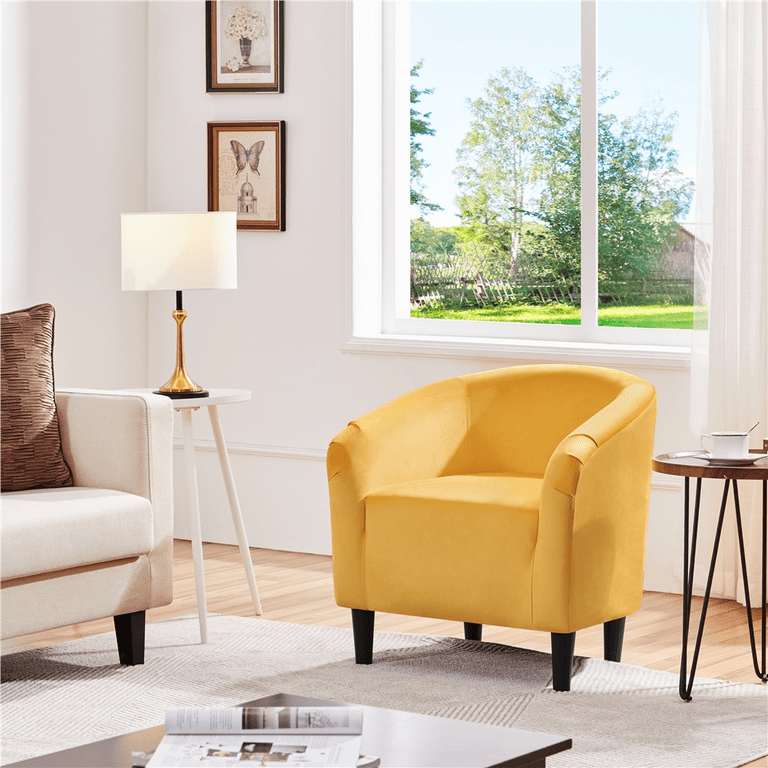 Easyfashion Tub Chair Set of 2 Yellow Velvet Walmart
