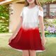 thumbnail image 2 of Girls Summer Dress Tween Dresses Cold Shoulder Gradient Dress Stylish Short Sleeve A-Line Summer Dress for Kids ,Sie:120, 2 of 7