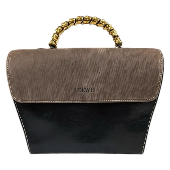 Pre-Owned Loewe Velzquez handbag in black leather for women.